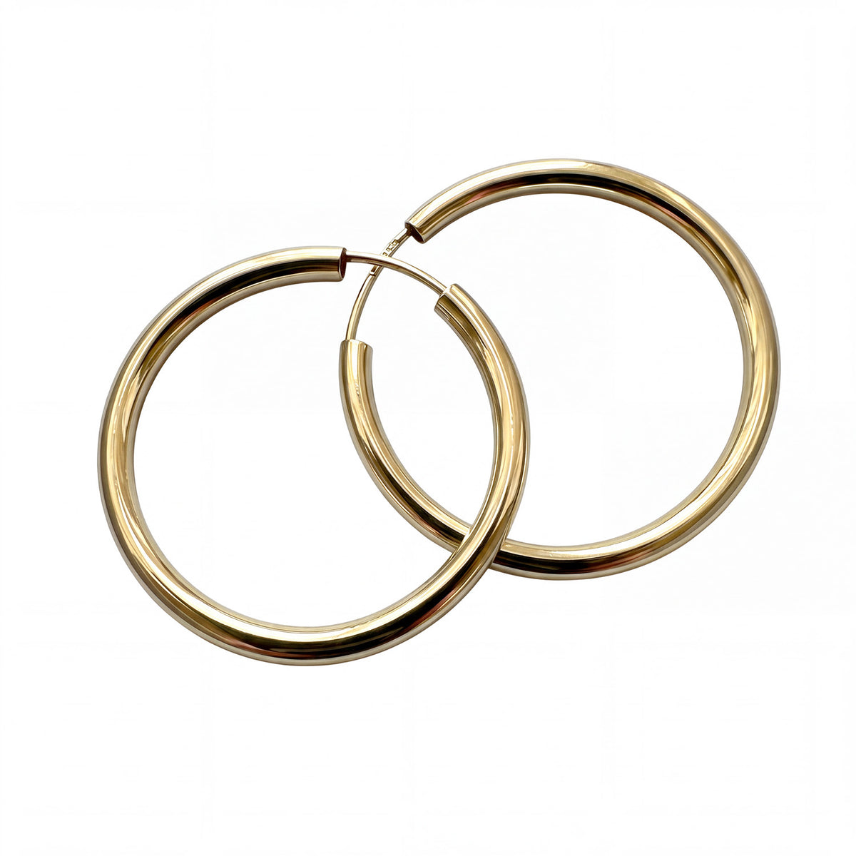 Edge Only Round Hoop Earrings 30mm in solid 8ct gold