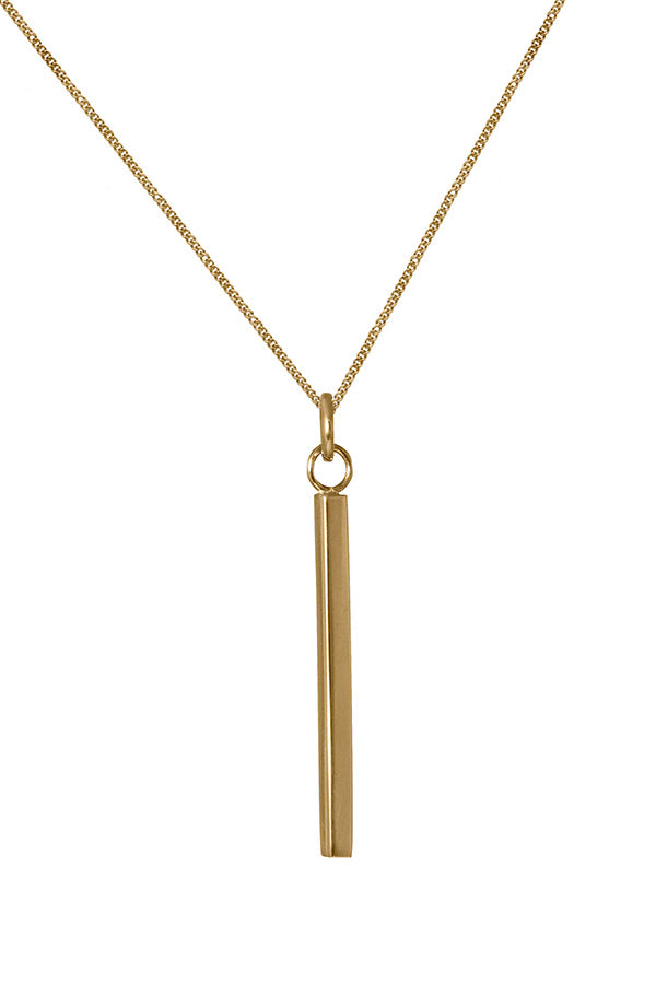 Edge Only 9ct gold Mini bar pendant with 0.8mm curb chain