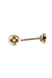 Edge Only mini Cross-head screw earrings in solid 100% recycled 14 carat gold. side view 