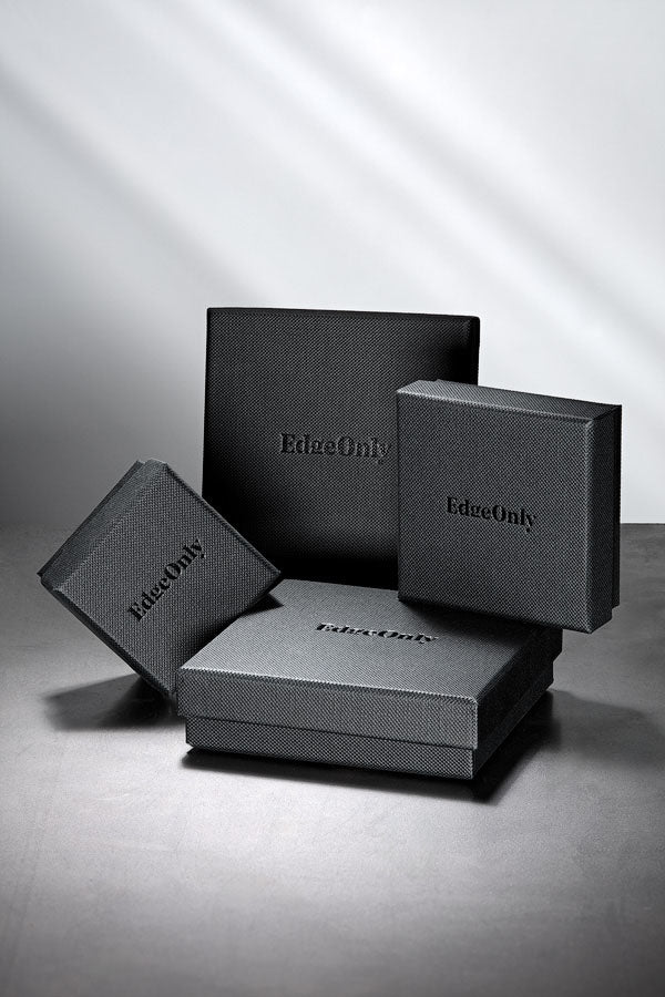 Edge Only luxury paper boxes collection, -lifestyle shot on grey steel
