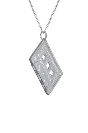 Electronic Sheep X Edge Only Mixed Tape Pendant in recycled steerling silver. B side bottom angle