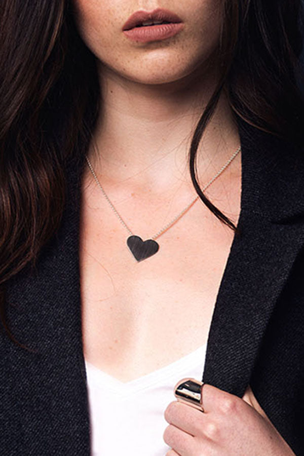 Edge Only Heart Pendant XL sterling silver matt satin black rhodium