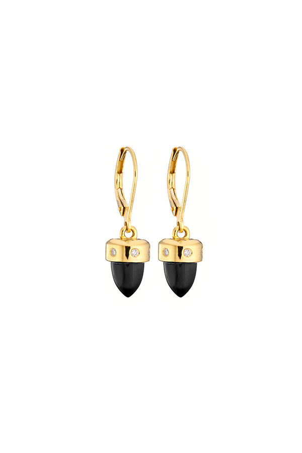 Edge Only Limited Edition Black Spinel and Diamond Drop Earrings in recycled 14 carat gold