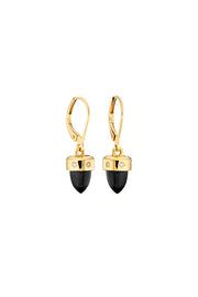 Edge Only Limited Edition Black Spinel and Diamond Drop Earrings in recycled 14 carat gold. side view