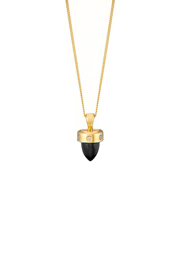 Edge Only Limited Edition Black Spinel and Diamond Pendant in recycled 14 carat gold