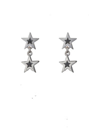 Edge Only Megastar 2 Star Drop Earrings Black