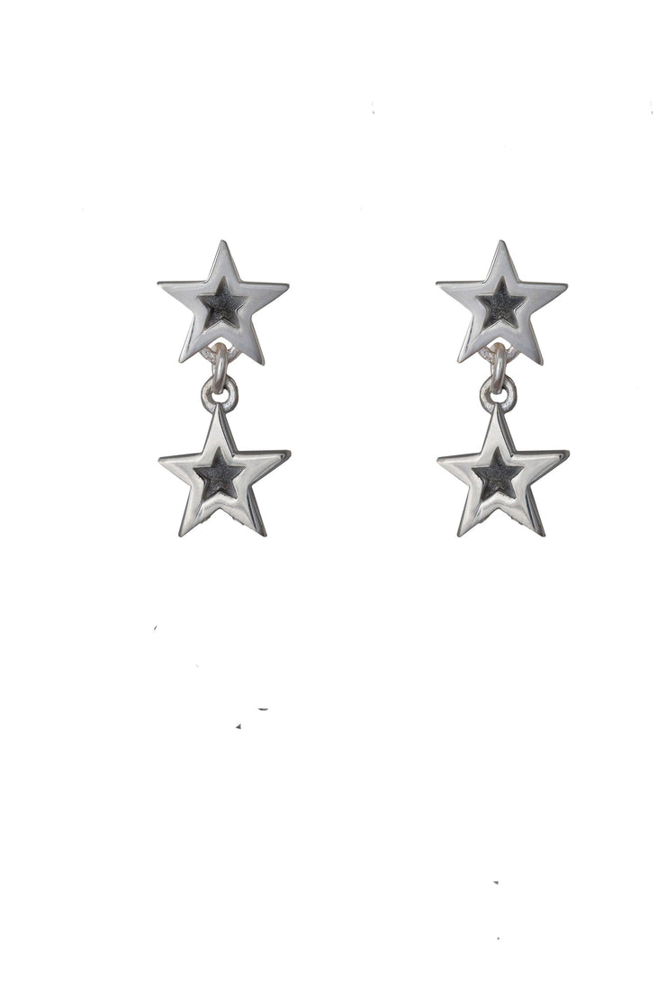 Edge Only Megastar 2 Star Drop Earrings Black