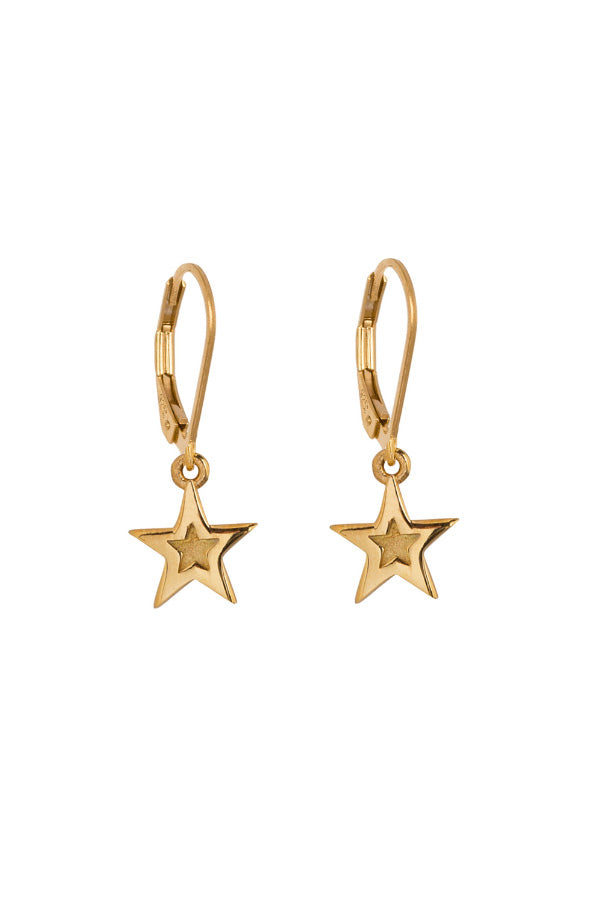 Edge Only Mini Megastar Drop Earrings recycled sterling silver. 18ct gold vermeil