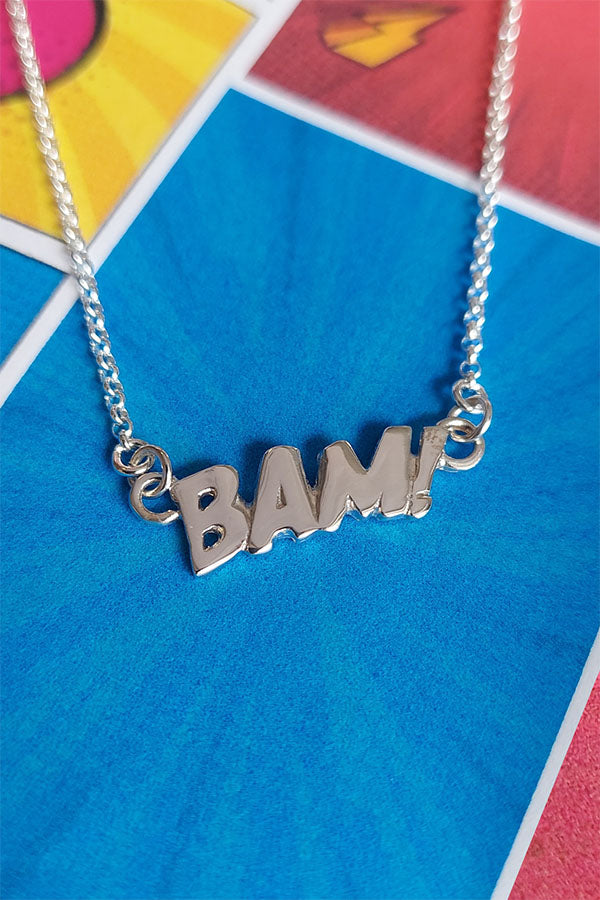 Edge Only BAM! Letters Necklace Small in sterling silver