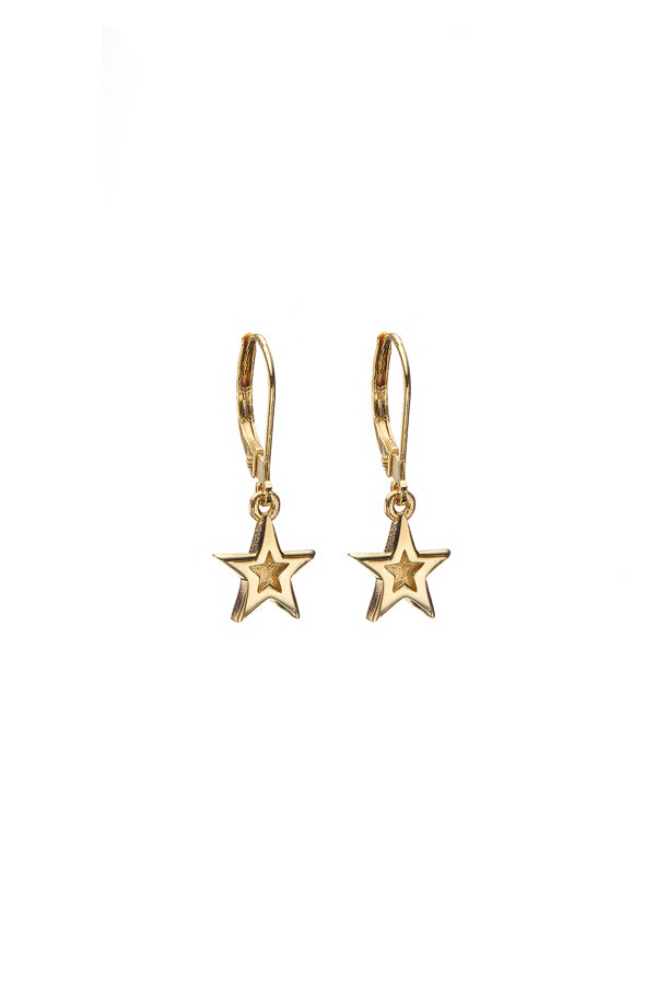 Edge Only Mini Megastar Drop Earrings 18ct gold vermeil side view