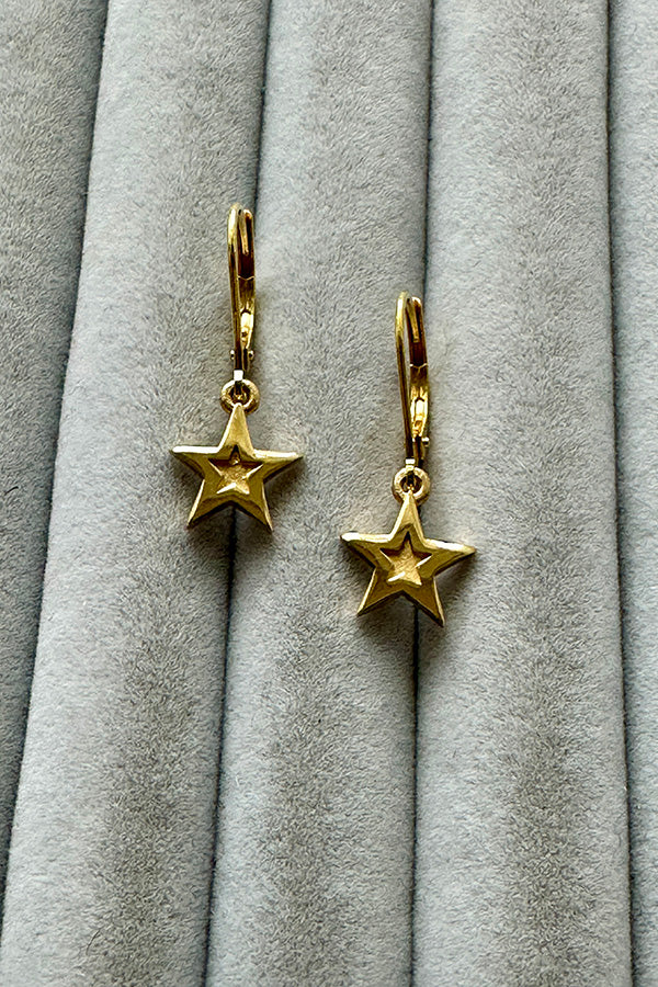 Edge Only Mini Megastar Drop Earrings 18ct gold vermeil on velvet