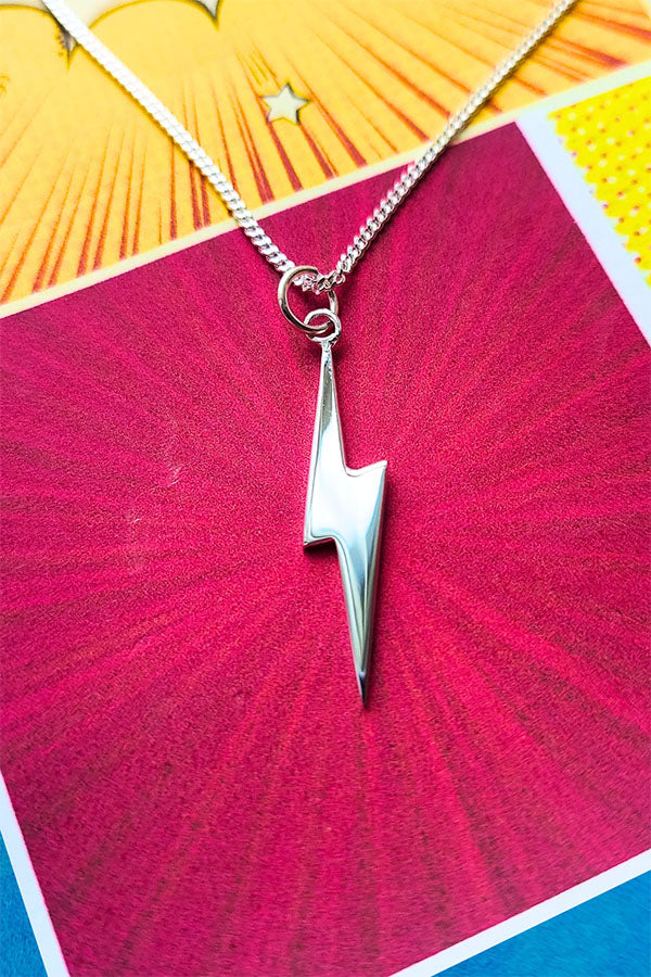 Edge Only Mini Pointed Lightning Bolt Pendant in recycled sterling silver