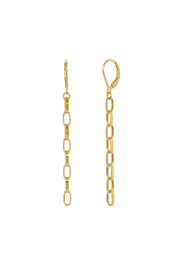 Edge Only Oval Link Drop Earrings 18ct gold vermeil