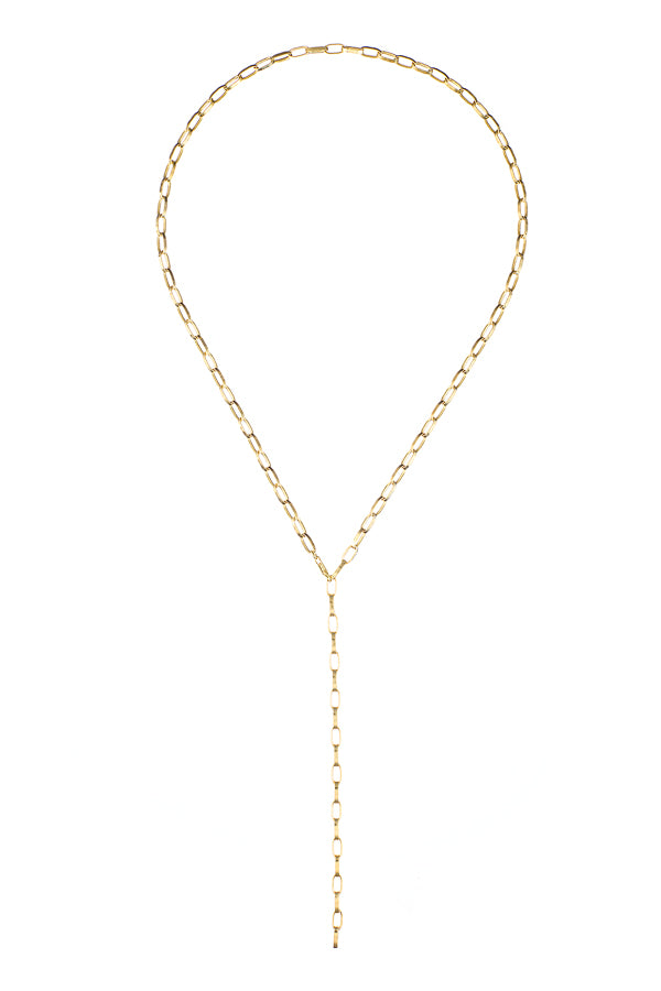 Edge Only Oval Link Necklace 60cm lariat style with clasp at front.