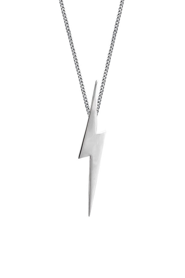 Edge Only Pointed Lightning Bolt Pendant in Sterling Silver