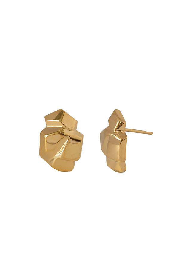 Edge Only Rock Earrings in 18ct gold vermeil. side view