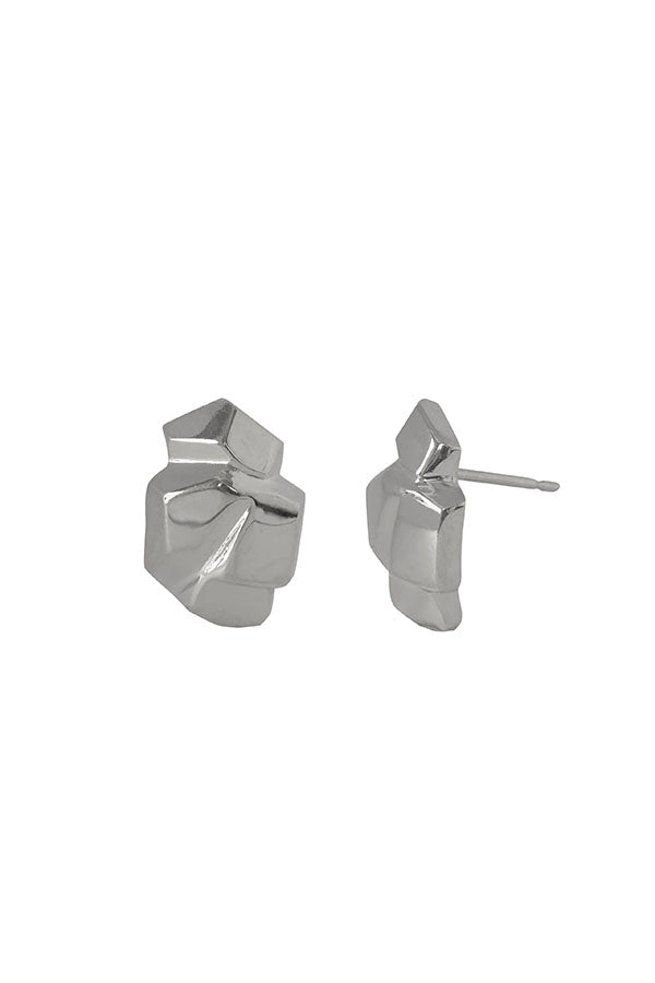 Edge Only Rock Earrings in recycled sterling silver. side view