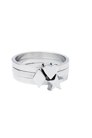 Edge Only Diamond, Heart and Star stacking rings in sterling silver