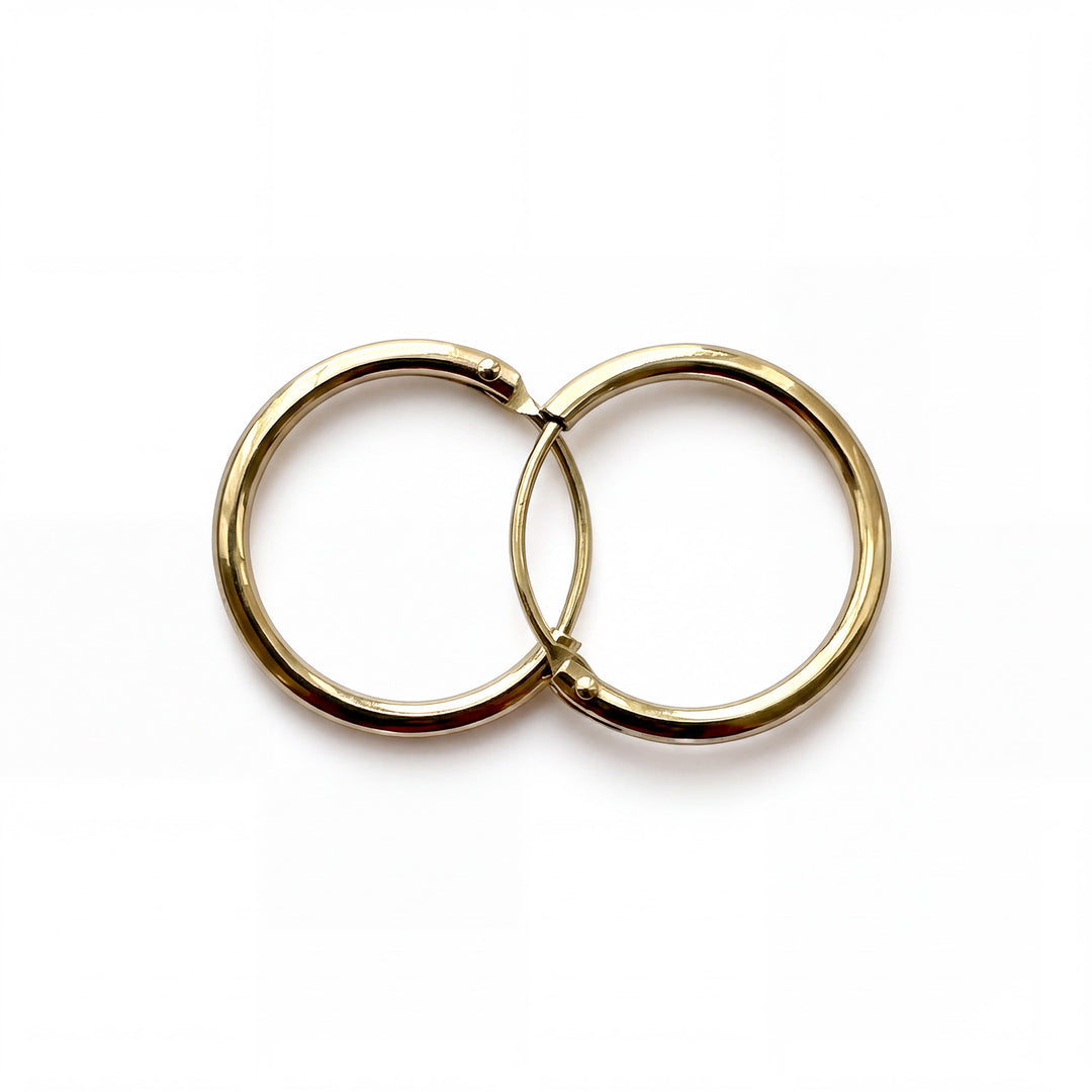 Round Hoop Earrings 20mm Solid 14ct gold on a white background