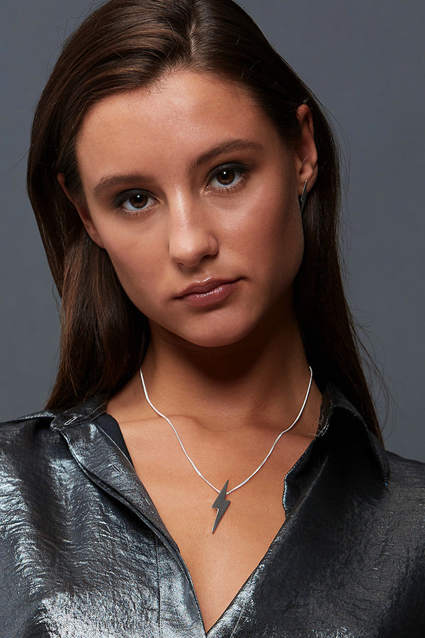 Edge Only Pointed Lightning Bolt Pendant in Sterling Silver