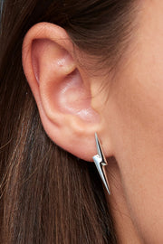 Edge Only 3D Pointed Lightning Bolt Earrings sterling silver
