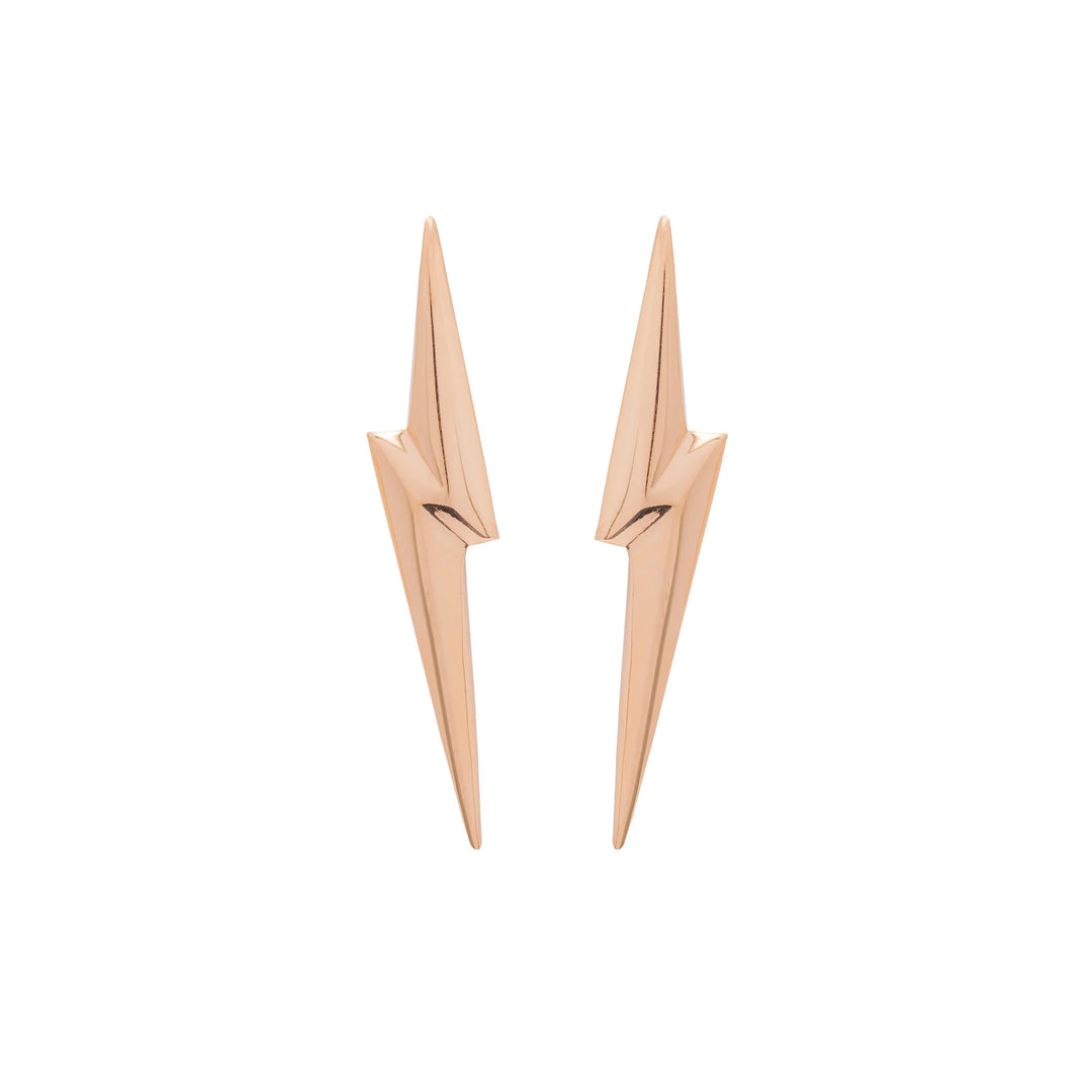 Product image of Edge Only 3D Pointed Lightning Bolt Earrings in 14ct Gold