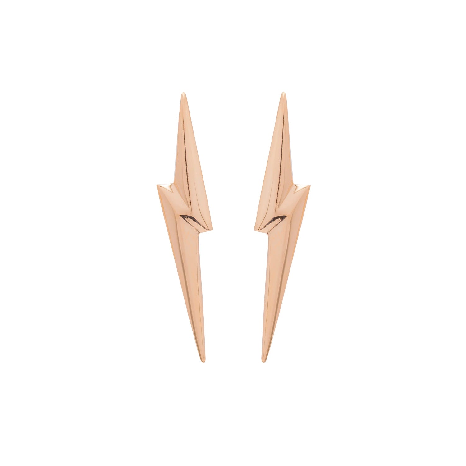Product image of Edge Only 3D Pointed Lightning Bolt Earrings in 14ct Gold