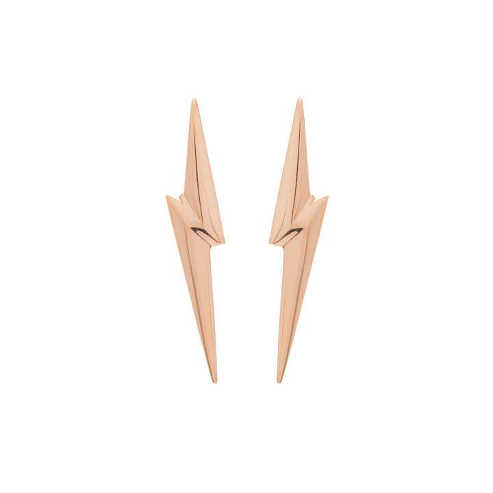 Product image of Edge Only 3D Pointed Lightning Bolt Earrings in 14ct Gold