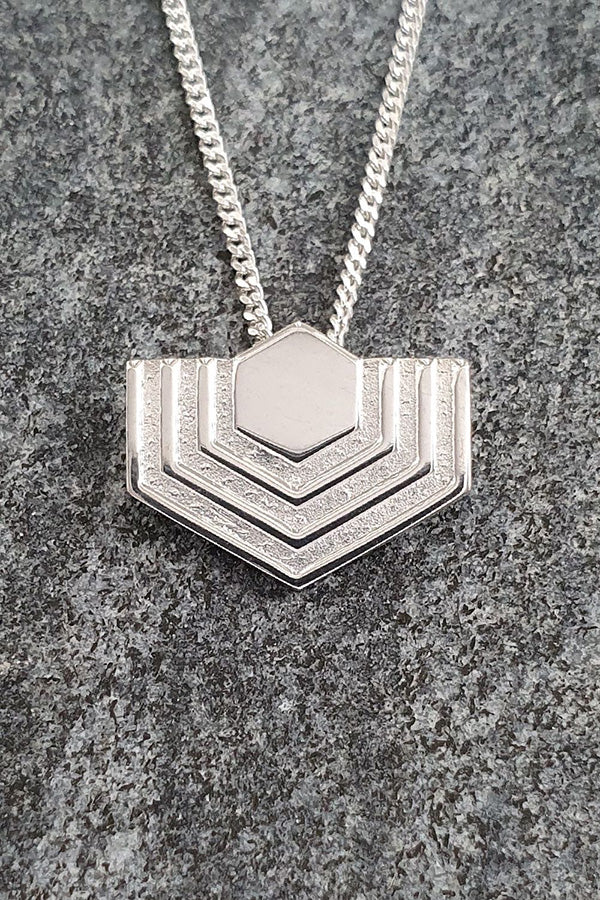 Edge Only Abstract Hexagon Pendant in sterling silver EOxLH
