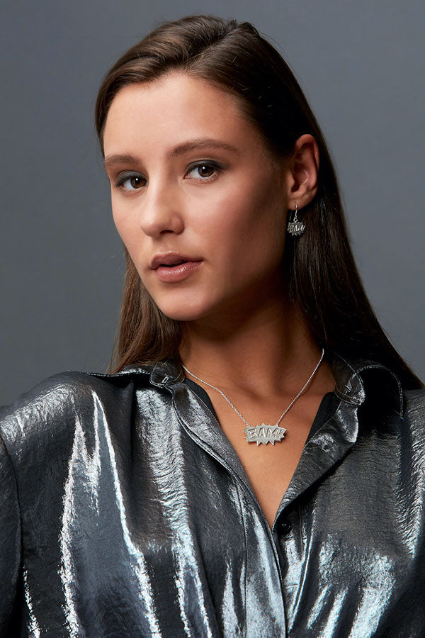 Edge Only POW! and BAM! Drop Earrings in sterling silver