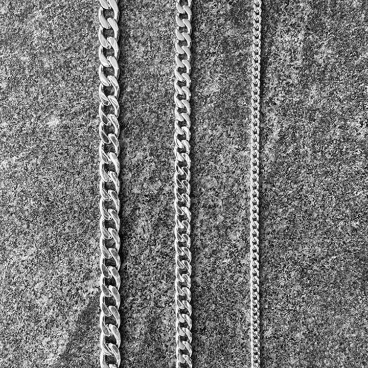 Edge Only curb chains 4.75, 3.7mm and 2mm in sterling silver