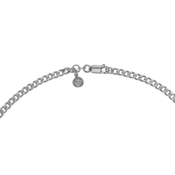 Edge Only 3.7mm Curb Chain sterling silver. Flat Link necklace. Detail of the clasp.
