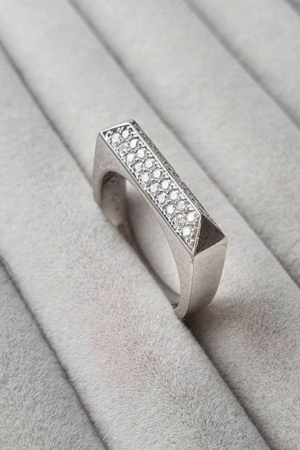 Edge Only Double Diamond Rooftop Ring in Platinum