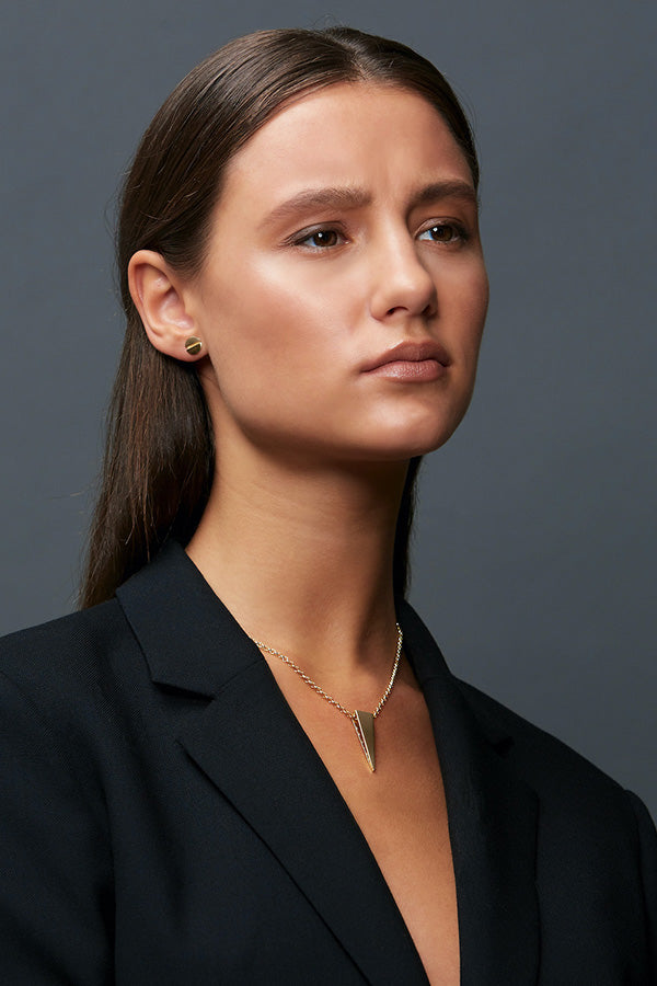 Edge Only Spike Pendant and Flat Head Screw Earrings in 18ct gold vermeil