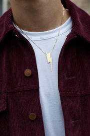 Edge Only men's Flat Top Lightning Bolt Pendant in solid 9 carat gold. Recycled gold. 