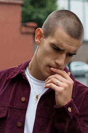 Edge Only men's Flat Top Lightning Bolt Pendant  in solid 9 carat gold. Squared Off Ring 14ct gold. Recycled gold. 