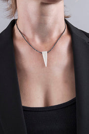 Edge Only Hematine Necklace with a matte satin sterling silver spike pendant