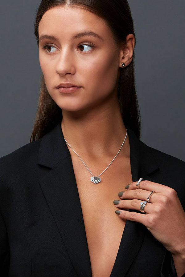Edge Only Abstract Hexagon Pendant in sterling silver EOxLH