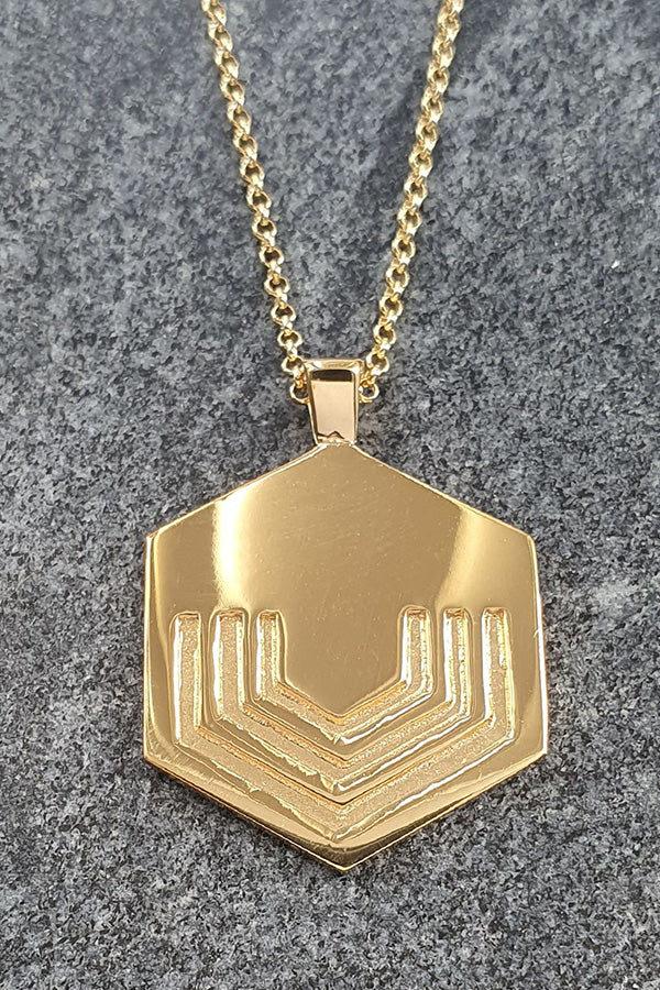 Edge Only Hexagon Pendant Long 18ct gold vermeil