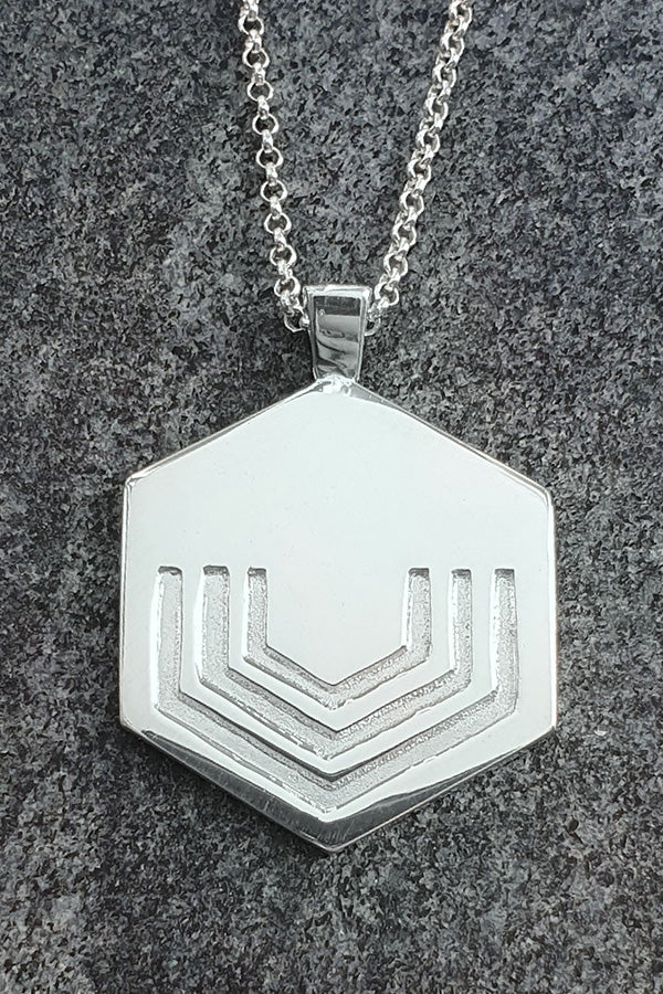 Edge Only Hexagon Pendant Long in sterling silver EOxLH