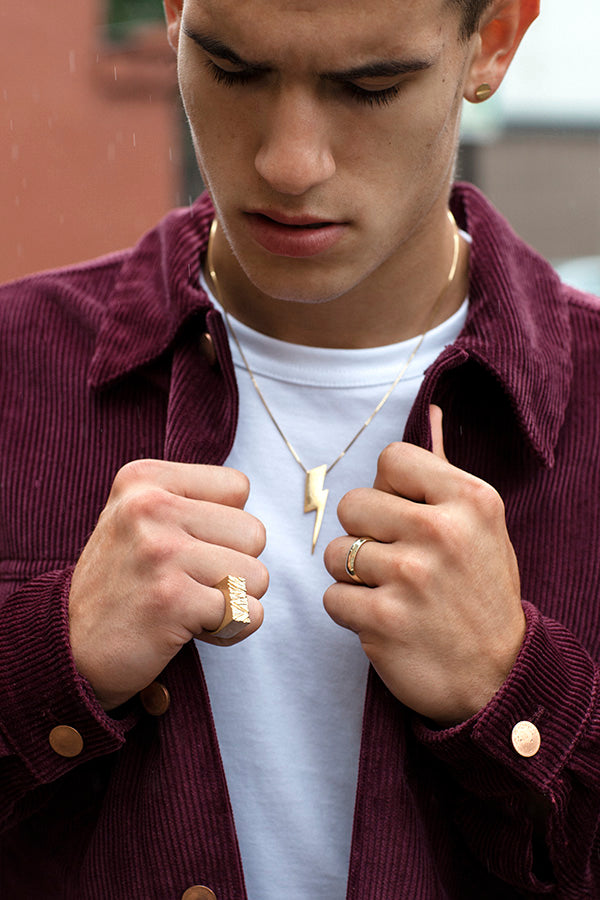 Edge Only Rugged Ring 18ct gold vermeil and Squared Off Ring in 14 carat gold