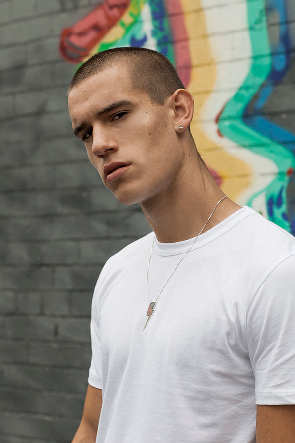 Edge Only Flat Top Lightning Bolt Pendant Men&