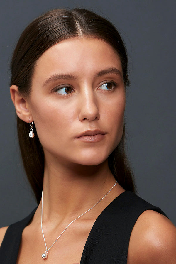 Edge Only Large Teardrop Earrings and Large Teardrop Pendant in sterling silver