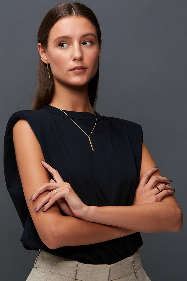 Edge Only Long Bar Earrings and Bar Pendant in 18ct gold vermeil