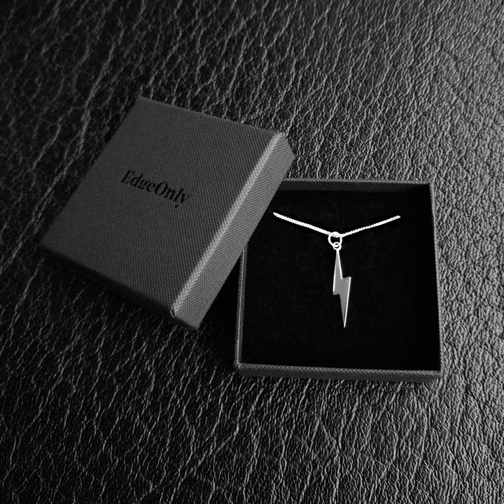 Edge Only MIni Pointed Lightning Bolt Pendant in Edge only medium size jewellery box