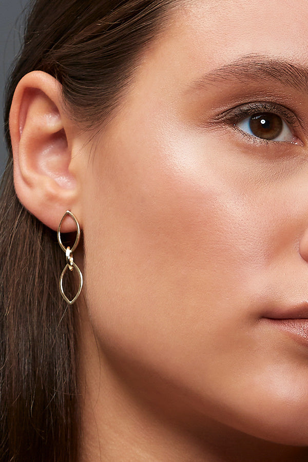 Edge Only Marquise Slice Drop Earrings in 14ct Gold