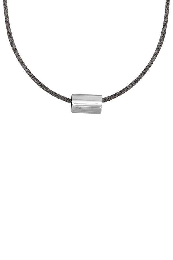 Edge Only Medium Marquise Bead Necklace in Sterling Silver