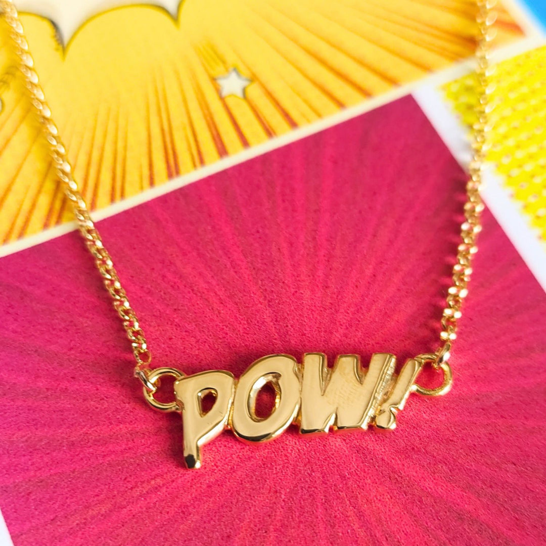 Edge Only POW! Letters Necklace Small in 18ct gold vermeil