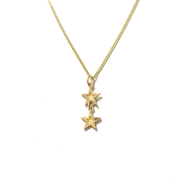 product shot of Edge Only Mini Megastar two Star Pendant in 18ct gold vermeil