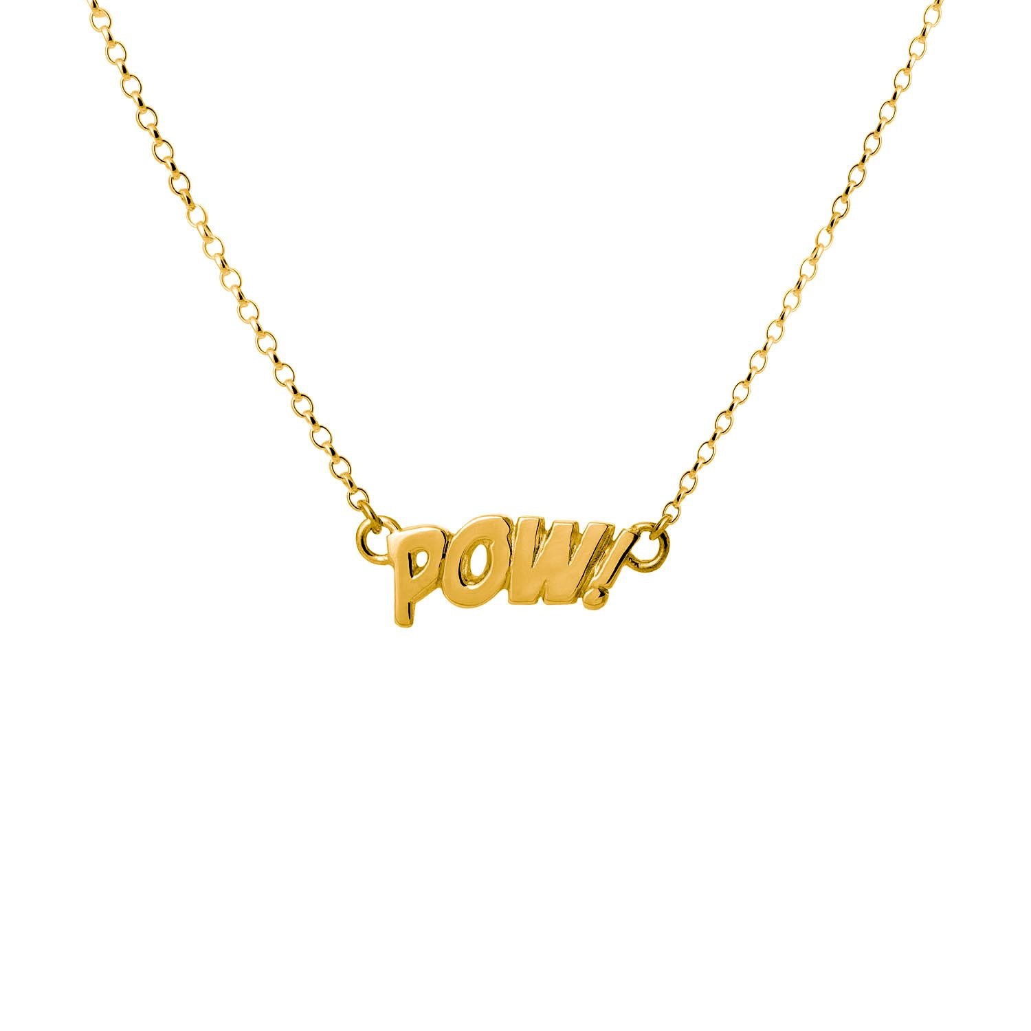 Edge Only POW! Letters Necklace Small in 18ct gold vermeil